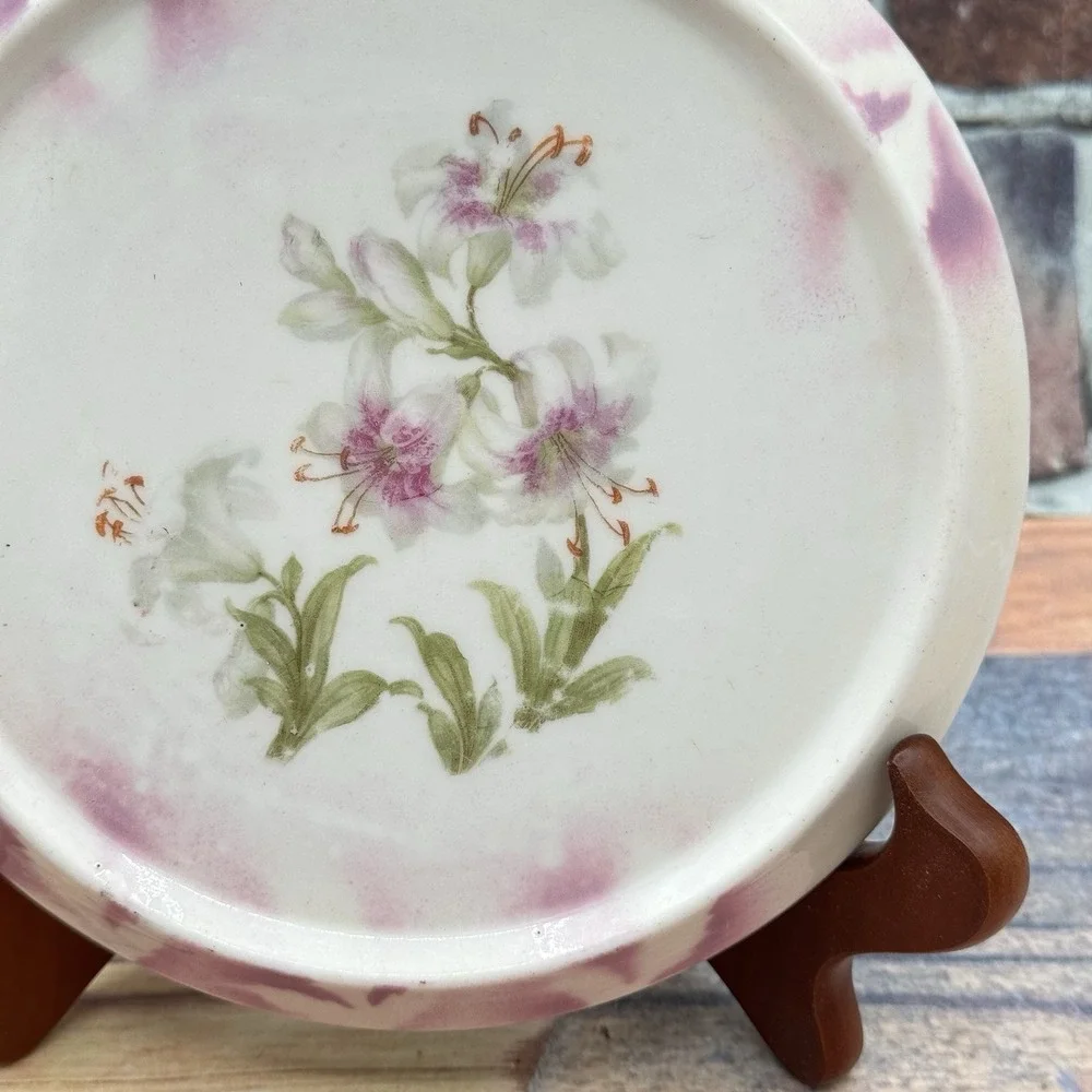 Antique Three Crown China Teapot Trivet Porcelain Floral Germany Shabby Chic